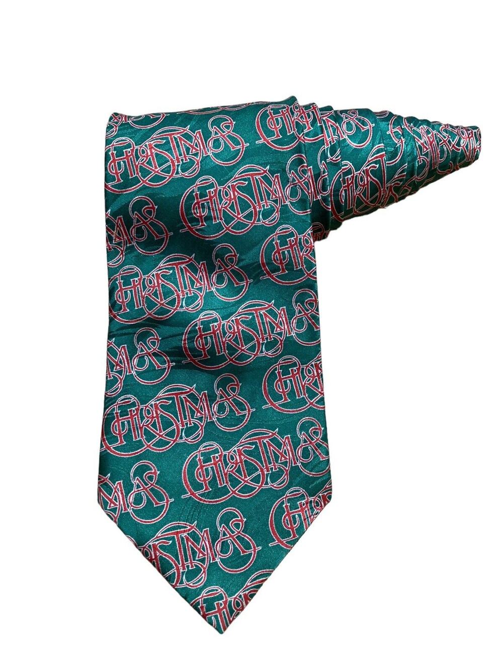 Keith Daniels Christmas Cursive Holiday Vintage Novelty Necktie 100% Silk